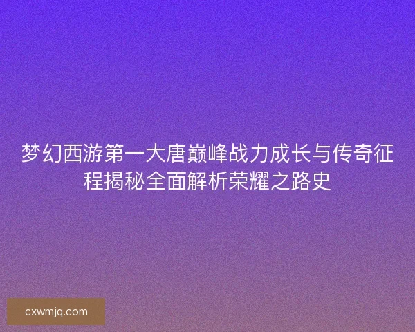 梦幻西游第一大唐巅峰战力成长与传奇征程揭秘全面解析荣耀之路史